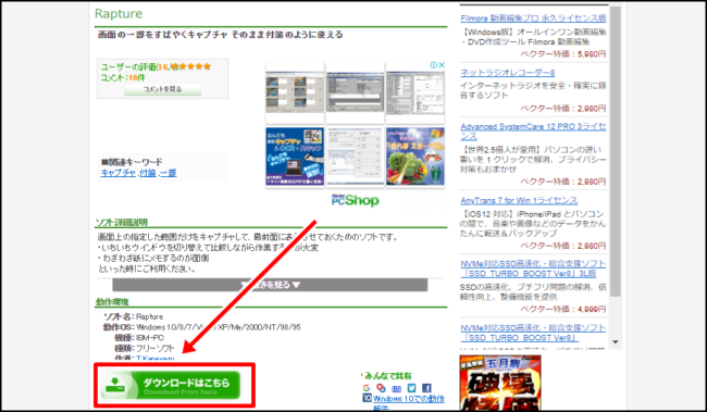 画面キャプチャソフト「Rapture（おにぎり）」のインストール方法と使い方