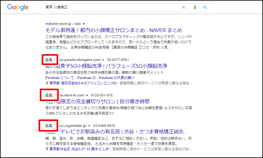 検索エンジンの広告を確認する